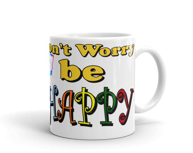 Don't Worry Be Happy, Singing Emoji, Coffee Cups and Mugs, Smiley Face Singing, Musical Emoji, Song Singing Smiley