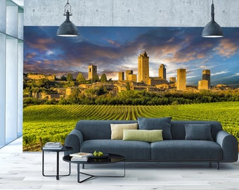 Photo Wallpaper Mural Room Art WALL DECOR Vineyard Hills In Tuscany Italy POSTER Photo Wallpaper Mural Room Art WALL DECOR Vineyard Hills In Tuscany Italy POSTER