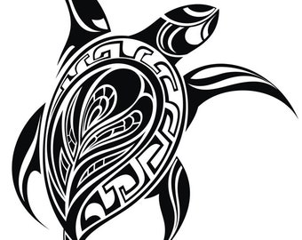 Tribal Hawaiian Sea Turtle Vinyl Decal Sticker