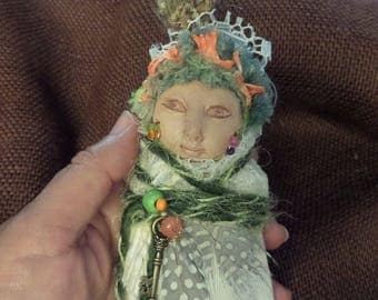 Little kitchen witch, Ethnic Art, ooak Art Doll, collectible keepsake, comfort doll