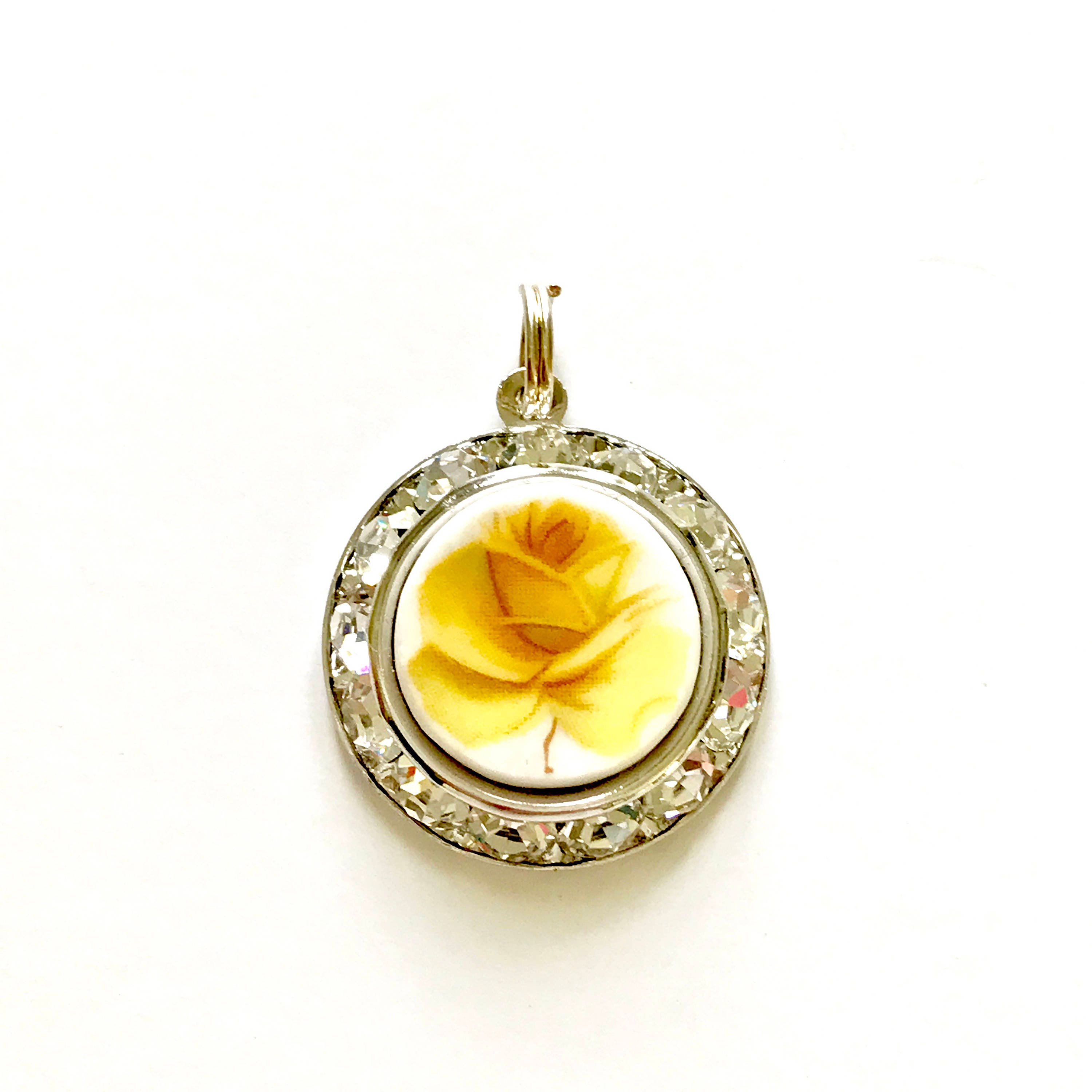 Yellow Rose Jewelry Necklace Pendant Charm Friend Birthday