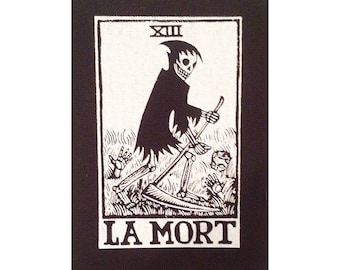 Back Patch - La Mort Death Tarot Black and White Large Patch - Large Punk Back Patch - Skeleton Patch - Occult Punk Patch - Sew On Patch