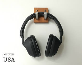 Headphone Wall Hook in Wood and Metal, Headset Earphones Hook, Gift For Musician, Gamer Gift, Gaming Headset Hooks, Computer Accessories