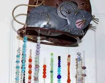 Beaded Cat & Mouse Sun Catcher, Wind Chime