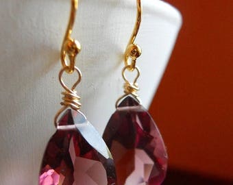 20% off FLASH SALE, Kunzite quartz plum earrings, Metal lever back Options, VAMP Kunzite Quartz Pear cut earrings, Aaa, plum earrings, gift
