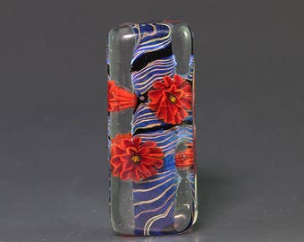 Lampwork focal glass flower Bead by Ikuyo SRA