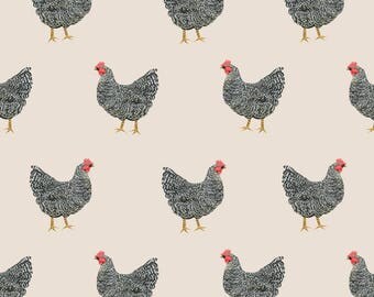 Plymouth Rock Chicken Fabric - Plymouth Rock Chicken Breed Farm Sanctuary By Petfriendly - Cotton Fabric by the Yard With Spoonflower