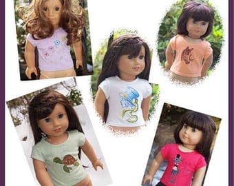 18 inch Doll Clothes - Girl Dolls -Tee Shirt - Themes - Hat - Turtle - Cat - Horse - Flowers