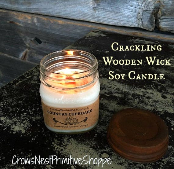 8 ounce Crackling Wooden Wick Natural Soy Candles Hand poured