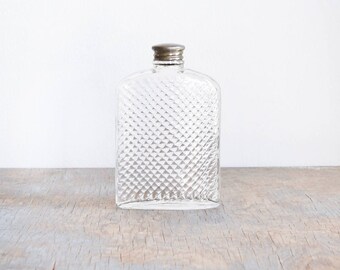 glass flask, vintage 20s hip flask, 1927 universal art deco glass hip flask