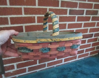 Vintage Ash Splint Eastern Woodlands Native American Indian Berry Basket with Lovely Aged Patina