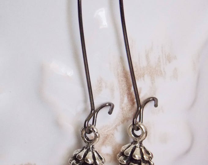 Winter Pinecone Dangle Earrings Woodland Autumn Nature Inspired Jewelry Tiny Simple Pinecone Earrings Winter Jewelry Little Pinecones Gift