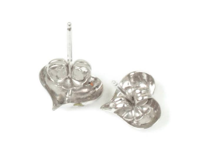 Beau Sterling Heart Earrings Posts Studs on Original Card Smaller Size