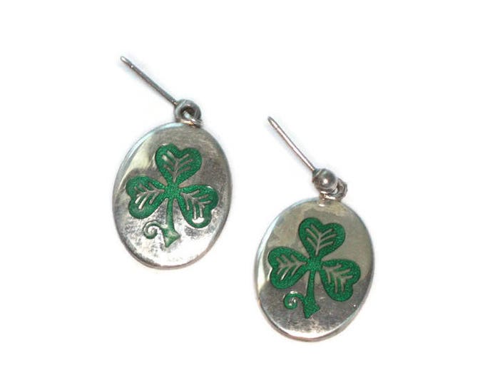 Celtic Sterling Shamrock Dangle Earrings with Posts Signed Tara Ware Pierced Vintage