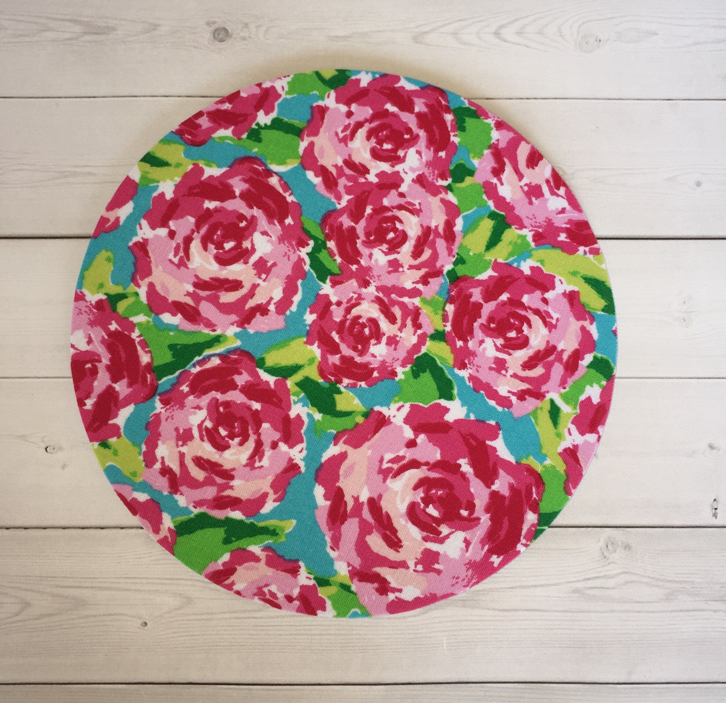 Rose Flower Print Round Mouse Pad
