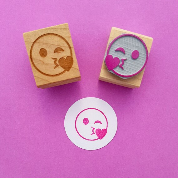 Emoji Rubber Stamp Wink Kiss Heart Emoji Rubber Stamp