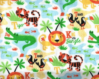 LIONS & TIGERS Flannel Fabric, 1 yard x 42" inches wide. Brand new.