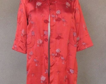 Fire engine red Chinese Jacket with front pockets