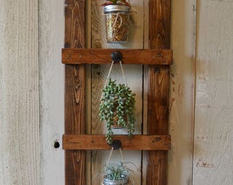 Vertical Plant Ladder Frame, Vertical Hanging Planter Frame, Vertical Planter Frame, Rustic Succulents Planter, Multi-Purpose Ladder Display