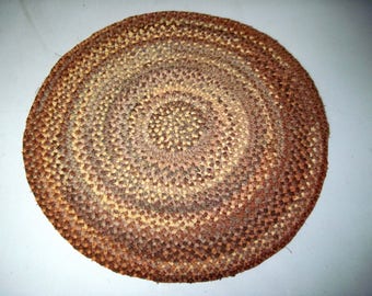 Vintage small round Braided Rug