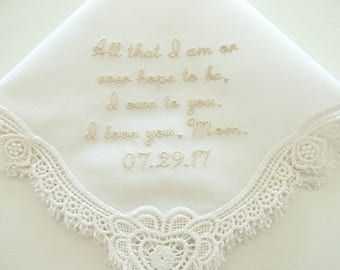 Ivory Mother of the Bride Wedding Hankerchiefs, Wedding Hankies, Hankerchiefs for Bridal Party, hankerchiefs, moms handkerchief