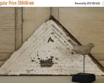 ON SALE SALE- Antique Ceiling Tile, Architectural Wall Décor, Antique Large triangular Metal Painted Tin Ceiling Tile, Architectural salvage