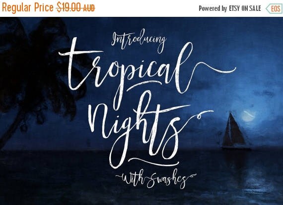Digital Fonts, 80% Off SALE, Tropical Nights, Script Font, modern calligraphy font, wedding font, brush script font