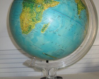 vintage Rand McNally Physical - Political Globe on stand
