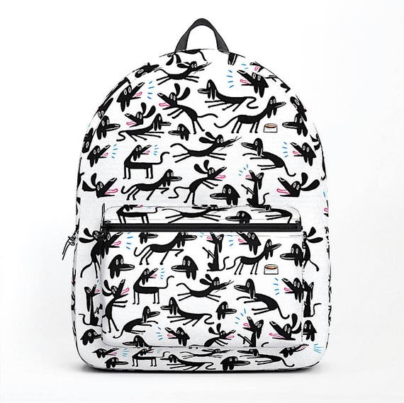 A Dog's Life - Black and White BackPack - Back Pack - Standard size - by Oliver Lake - iOTA iLLUSTRATiON