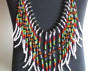 Native American Necklace, Beaded Necklace, Native American Jewelry, Boho Necklace, Statement Necklace, Tribal Necklace