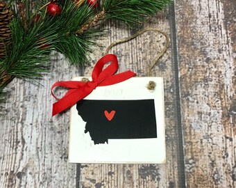 Montana State Christmas Ornament. Personalized Christmas Ornaments State Ornament MT Ornament All states available with a heart on your city