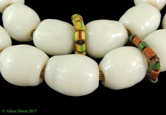 White Wound Trade Beads Old European African 30 Inch 116794
