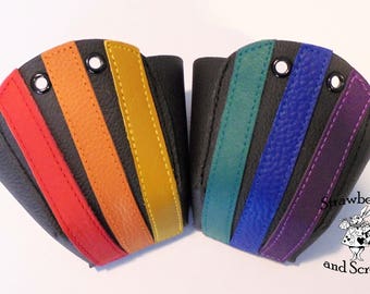 Black leather Roller Derby skate toe guards with Stripes