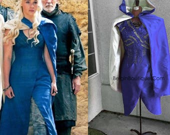 Pageant Halloween Khaleesi Game of Thrones Cosplay Daenerys Blue Dress season #3 Top of line custom size 0 up to 12