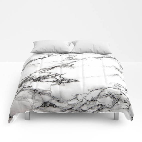 Black White Marble Duvet Cover or Comforter Bedspread Twin