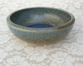 SUMMER SALE Stunning Large Japanese Ceramic Bowl, blue and beige, gorgeous glaze, purchased in Japan, pottery serving bowl,