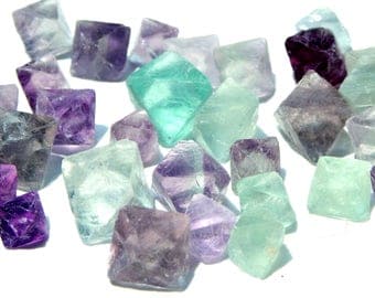 Supplies Fluorite Crystals Octahedrons Mix 3 pc Fluorite Octahedrons 1/2-3/4 Inch Various Colors