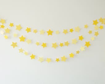 Yellow Star Garland, Paper Star Garland, Paper Garland, Star Decor, Star Bunting, Party Decor, Party Garland, Room Decor, Star Garland