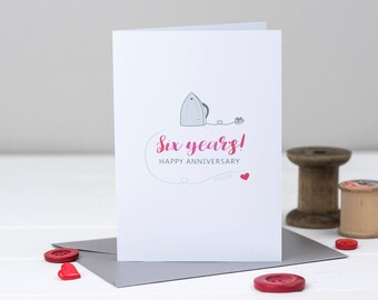 6th Anniversary Card - Sixth Wedding Anniversary Card - Iron Anniversary - Anniversary Card