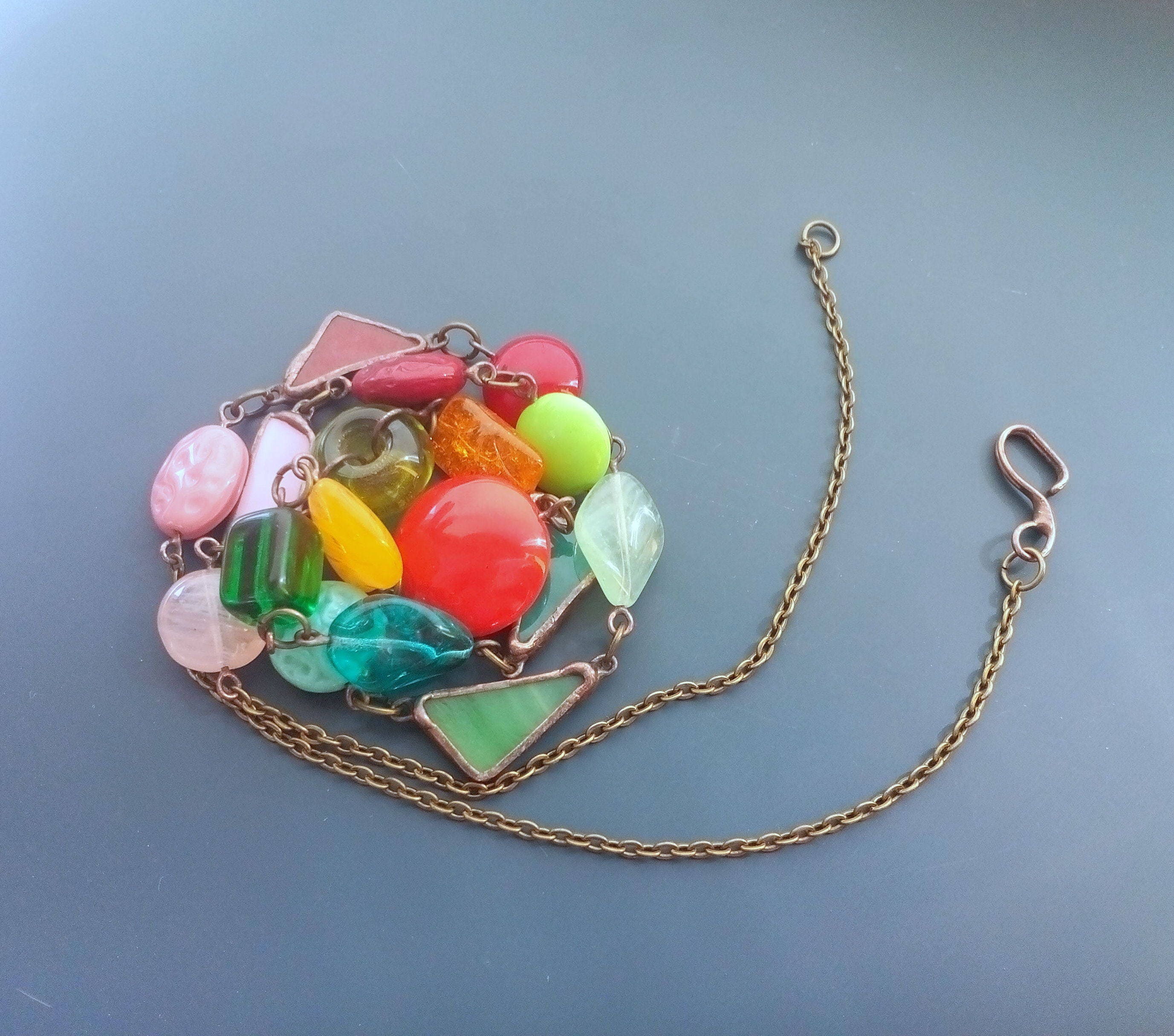 Stained glass necklace artistic jewelry engagement gift