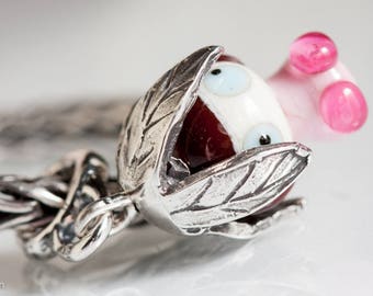 Small core Dangle SRA Lampwork Bead fits european charm bracelet BHB sterling silver