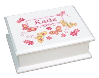 Personalized Lift Top Jewelry Box with Yellow Butterflies Design-jeweb-300d