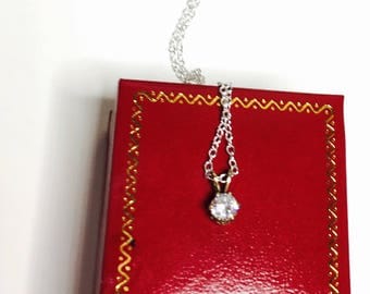 Clear CZ Pendant, Gold Tone, 4mm, Elegant and Simple, Clearance Sale, Item No. B580