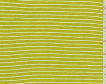 Lemongrass/White Stripe Baby Rib Knit, Fabric By The Yard