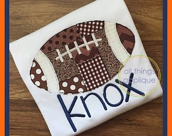Patchwork Football Applique Design - Bean Stitch (#984) - Machine Embroidery Applique Design - 4 Sizes - INSTANT DOWNLOAD