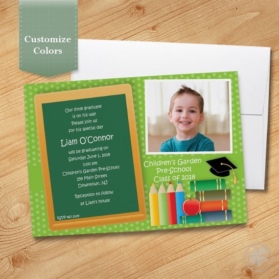 items similar to photo pre school graduation invitation