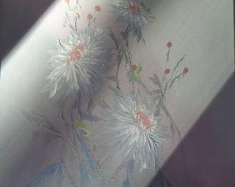 Original Floral Still Life Oil painting on Canvas with a marvelous muted gray background, Signed by The Artist in 1987 in Great Condition