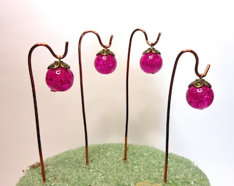 Fairy Lanterns/Fuschia Lanterns on Copper Shepherds Hook-Set of 4 Lanterns