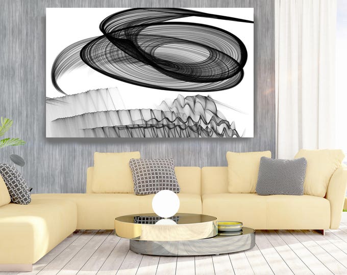 Abstract Black and White 17-25-07. Contemporary Unique Abstract Wall Decor, Large Contemporary Canvas Art Print up to 72" by Irena Orlov