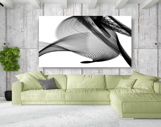 Abstract Black and White 22-08-24. Contemporary Unique Abstract Wall Decor, Large Contemporary Canvas Art Print up to 72" by Irena Orlov
